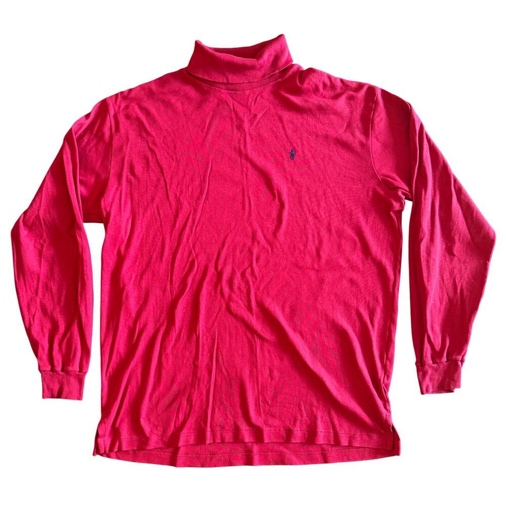 Polo Ralph Lauren Red Turtleneck Long Sleeve Shirt Size XL 100% Cotton Vintage
